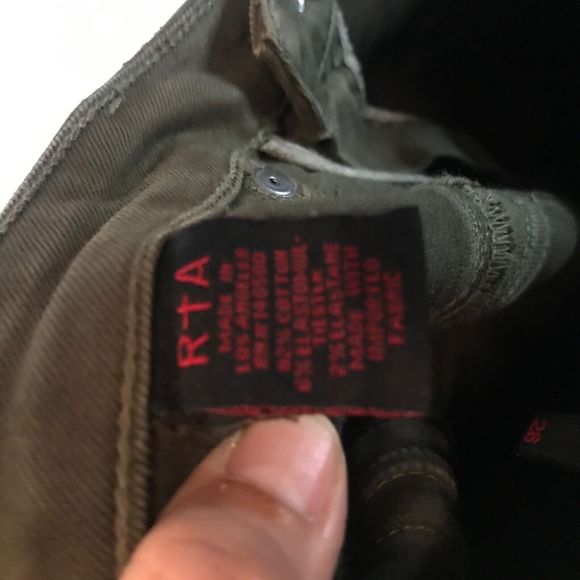 RtA Jagger Skinny Ankle Jeans, Commando Olive Green Utility Style 26 - Picture 13 of 16